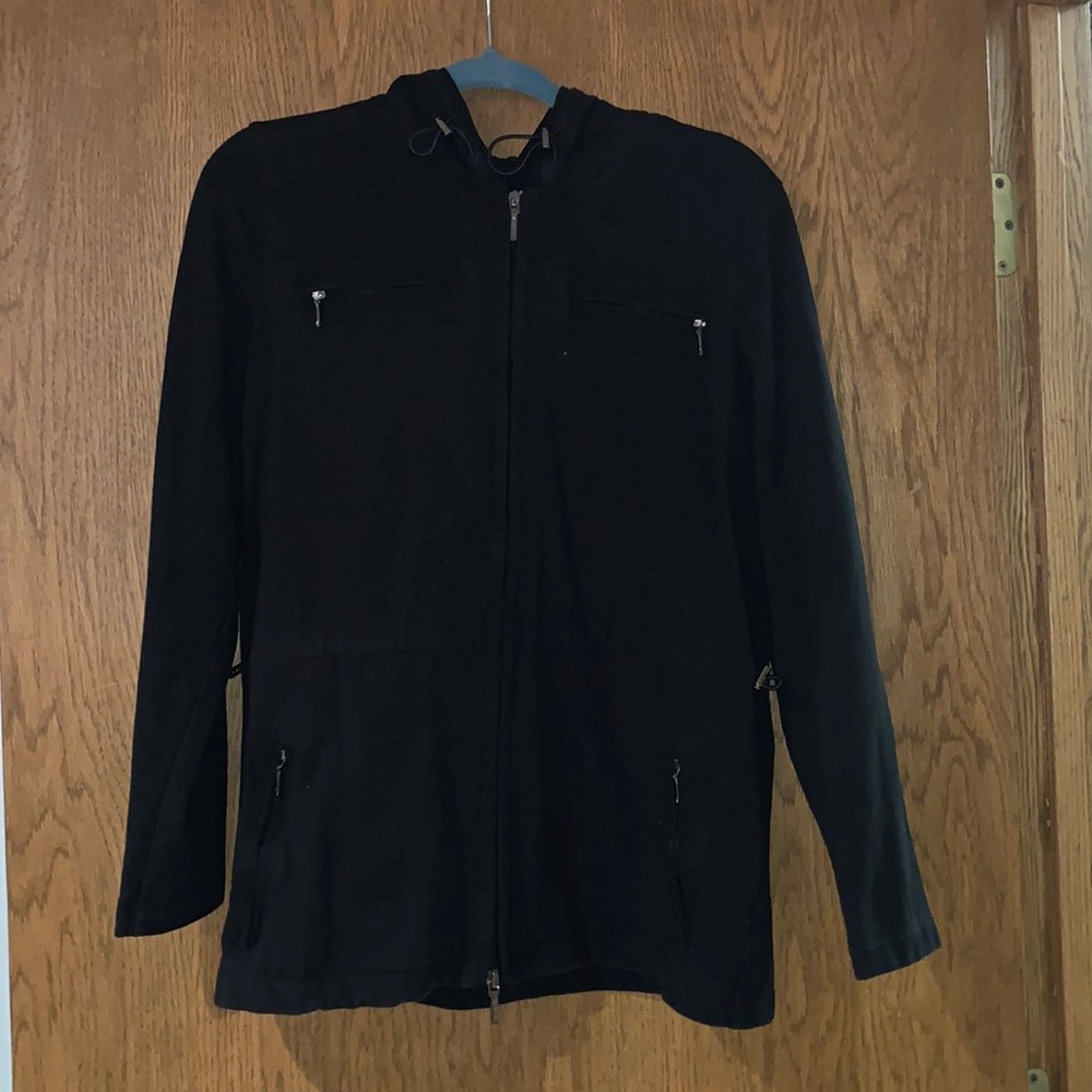 Talbots size M black cotton stretch zip front jacket